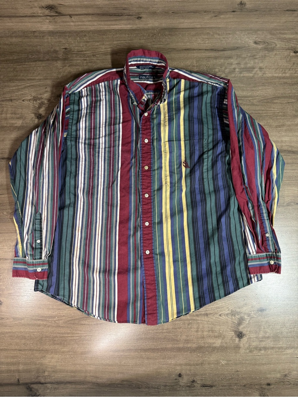 Vintage Nautica Men’s Striped Long Sleeve Button Down Shirt XL
